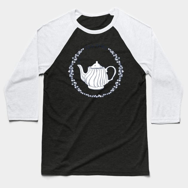 Tea Time Linework Baseball T-Shirt by SWON Design